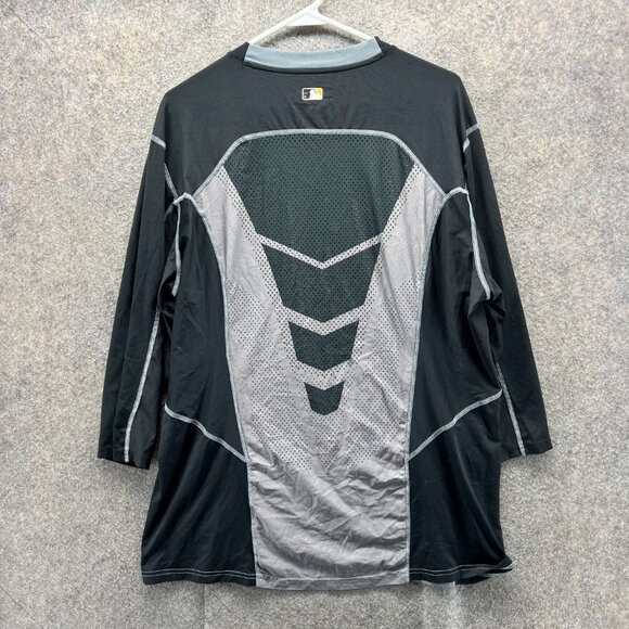 Pittsburgh Pirates Shirt Mens XXL Gray Black 3/4 Sleeve Dri-Fit MLB Nike Pro - Picture 3 of 12